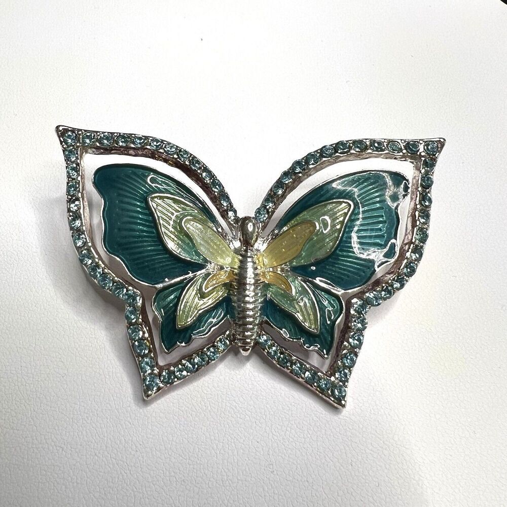 Vintage Napier Brooch Pin Green Butterfly Rhinestones Classic Jewelry - Picture 14 of 14